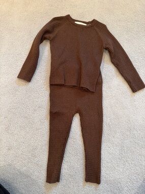 Zara baby cable knit brown set